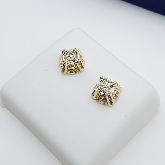 "14K Gold Plated Cubic Zircon Earrings, EVBRS455 - Picture 7 of 9